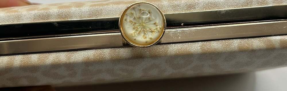 Champagne Leopard Print Box Clutch with Preserved Flower Clasp - Picture 2 of 6